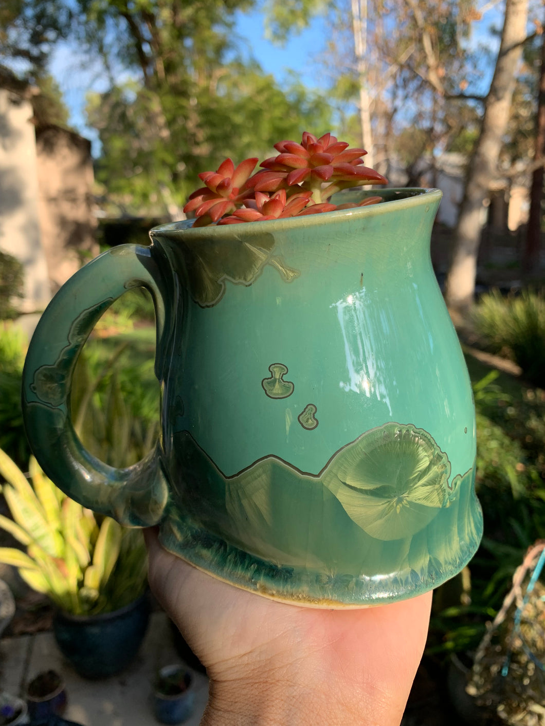 Plant Pot Melted Mug Handmade Crystalline Glazed Mug Planter