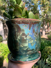 Load image into Gallery viewer, DISCOUNTED Ceramic Plant Pot Handmade Crystalline Glazed Medium Planter
