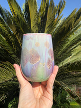 Load image into Gallery viewer, Stemless Wine Glass Crystalline Glazed Handmade Ceramic Wine Cup
