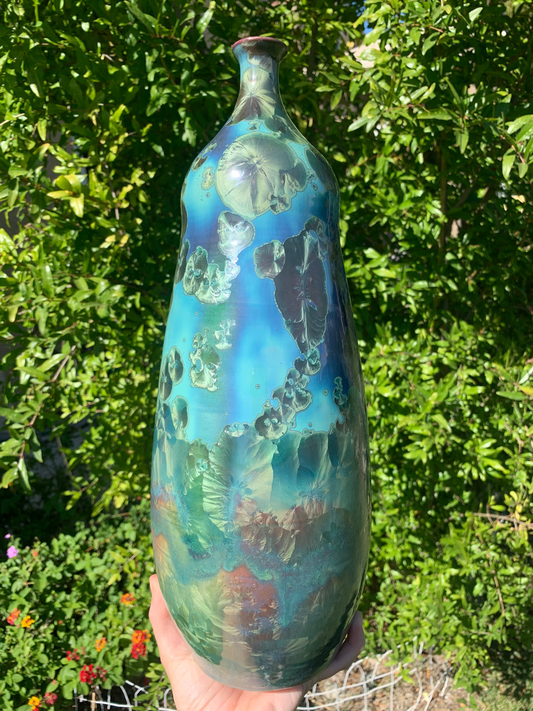 Ceramic Vase Crystalline Glazed Bottle Form