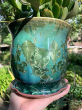 Load image into Gallery viewer, DISCOUNTED Ceramic Plant Pot Handmade Crystalline Glazed Medium Planter

