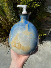 Load image into Gallery viewer, Ceramic Soap Dispenser Crystalline Glazed Handmade Soap Pump
