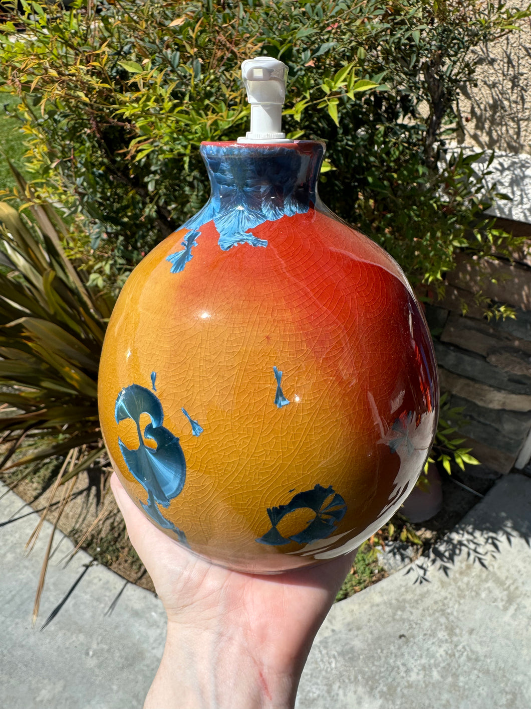 Ceramic Soap Dispenser Crystalline Glazed Handmade Soap Pump