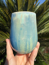 Load image into Gallery viewer, Stemless Wine Glass Crystalline Glazed Handmade Ceramic Wine Cup
