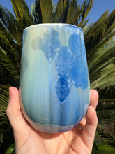 Load image into Gallery viewer, Stemless Wine Glass Crystalline Glazed Handmade Ceramic Wine Cup
