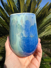Load image into Gallery viewer, Stemless Wine Glass Crystalline Glazed Handmade Ceramic Wine Cup

