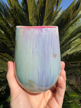 Load image into Gallery viewer, Stemless Wine Glass Crystalline Glazed Handmade Ceramic Wine Cup
