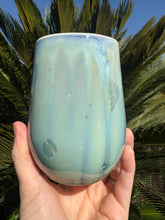 Load image into Gallery viewer, Stemless Wine Glass Crystalline Glazed Handmade Ceramic Wine Cup
