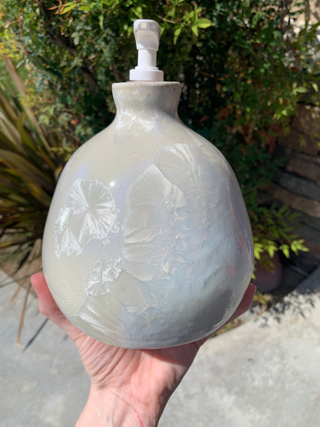 Ceramic Soap Dispenser Crystalline Glazed Handmade Soap Pump