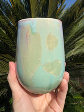 Load image into Gallery viewer, Stemless Wine Glass Crystalline Glazed Handmade Ceramic Wine Cup
