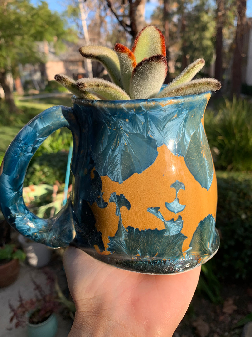 Plant Pot Melted Mug Handmade Crystalline Glazed Mug Planter