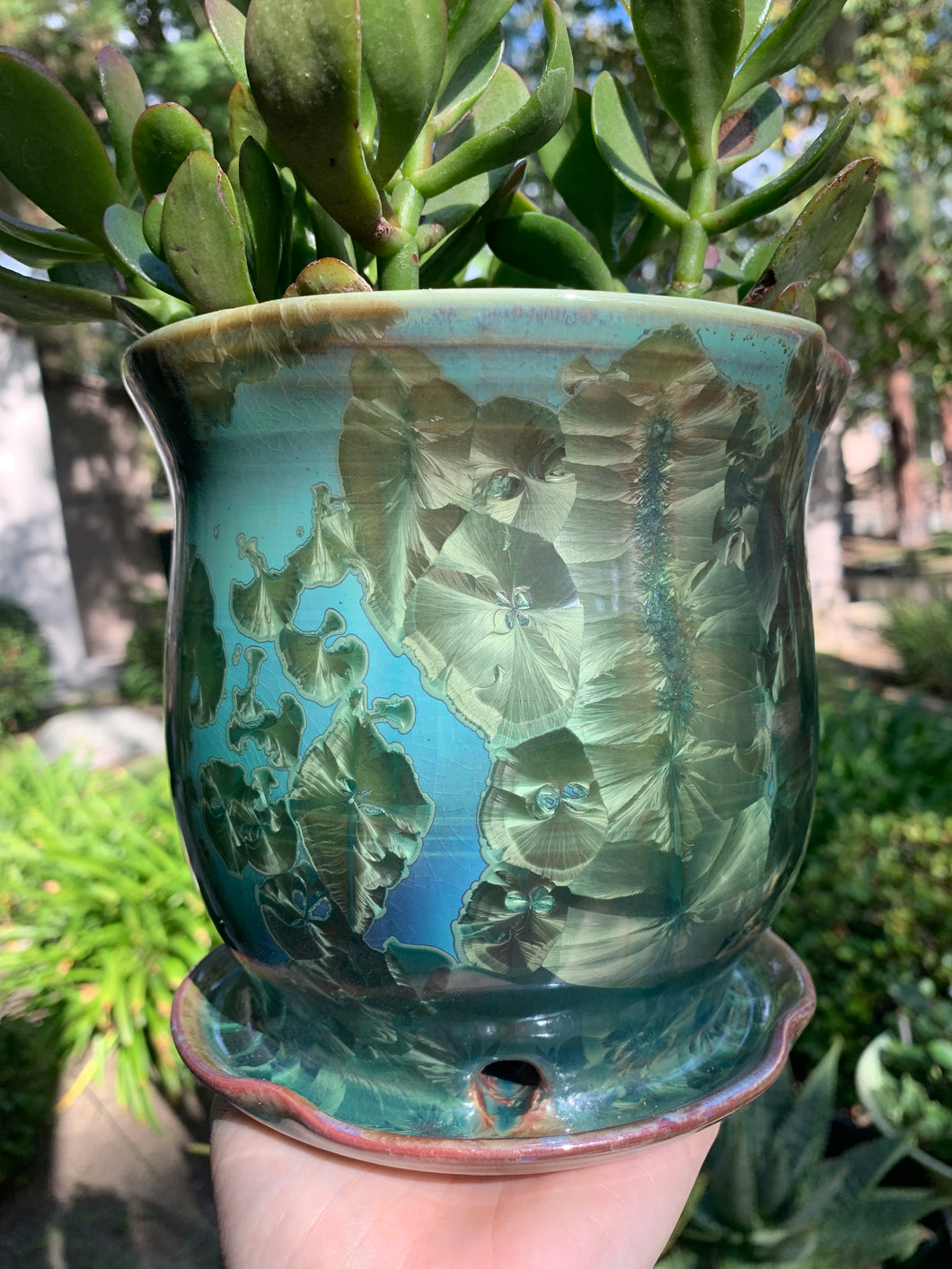 DISCOUNTED Ceramic Plant Pot Handmade Crystalline Glazed Medium Planter