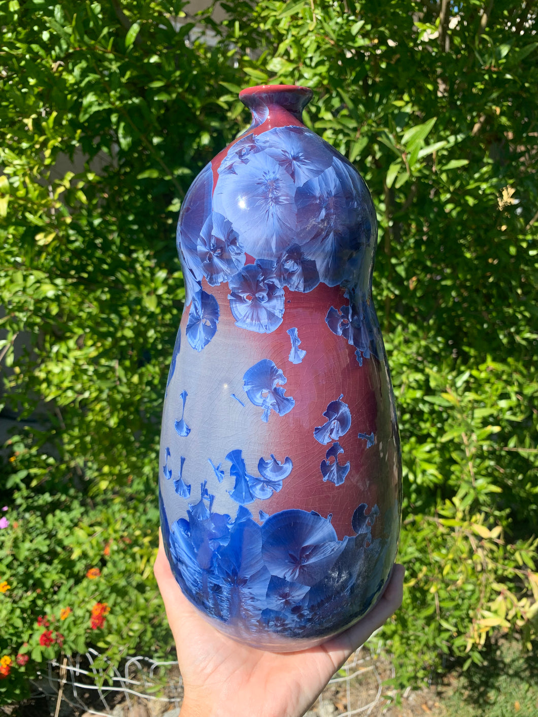 Ceramic Vase Crystalline Glazed Bottle Form