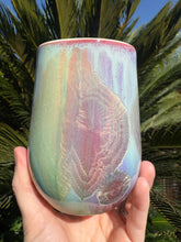 Load image into Gallery viewer, Stemless Wine Glass Crystalline Glazed Handmade Ceramic Wine Cup
