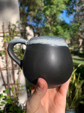 Load image into Gallery viewer, &#39;Onyx&#39; with &#39;Milk Froth&#39; Rim - Tiny Ceramic Tea Cup Small Coffee Mug
