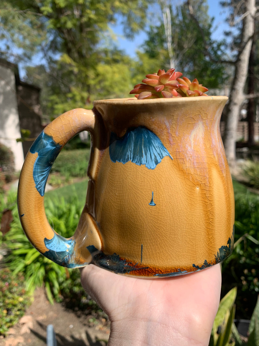 Plant Pot Melted Mug Handmade Crystalline Glazed Mug Planter