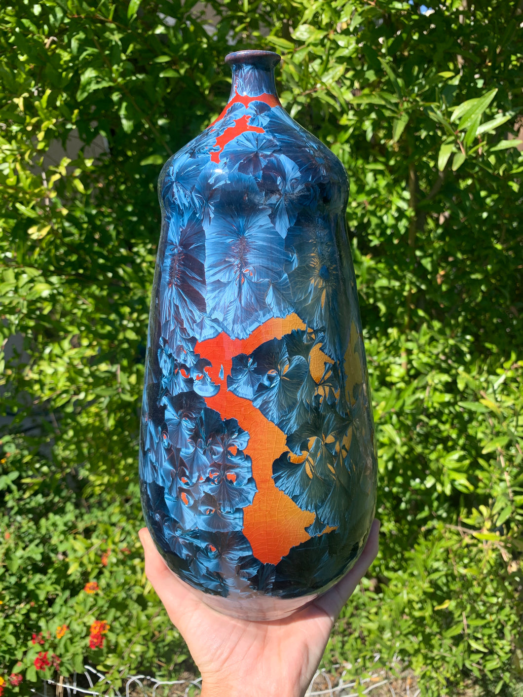 Ceramic Vase Crystalline Glazed Bottle Form