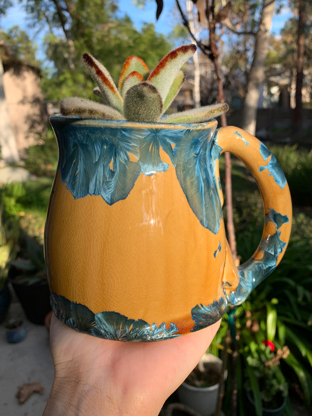 Plant Pot Melted Mug Handmade Crystalline Glazed Mug Planter