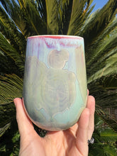 Load image into Gallery viewer, Stemless Wine Glass Crystalline Glazed Handmade Ceramic Wine Cup
