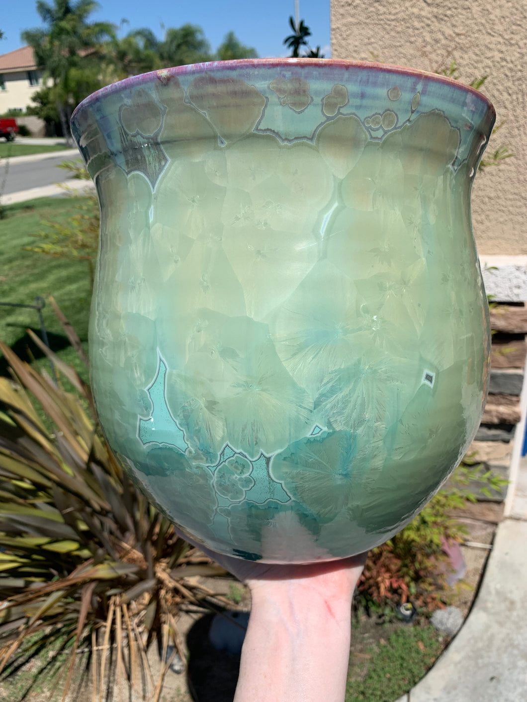 Ceramic Plant Pot Handmade Crystalline Glazed Extra Large Planter