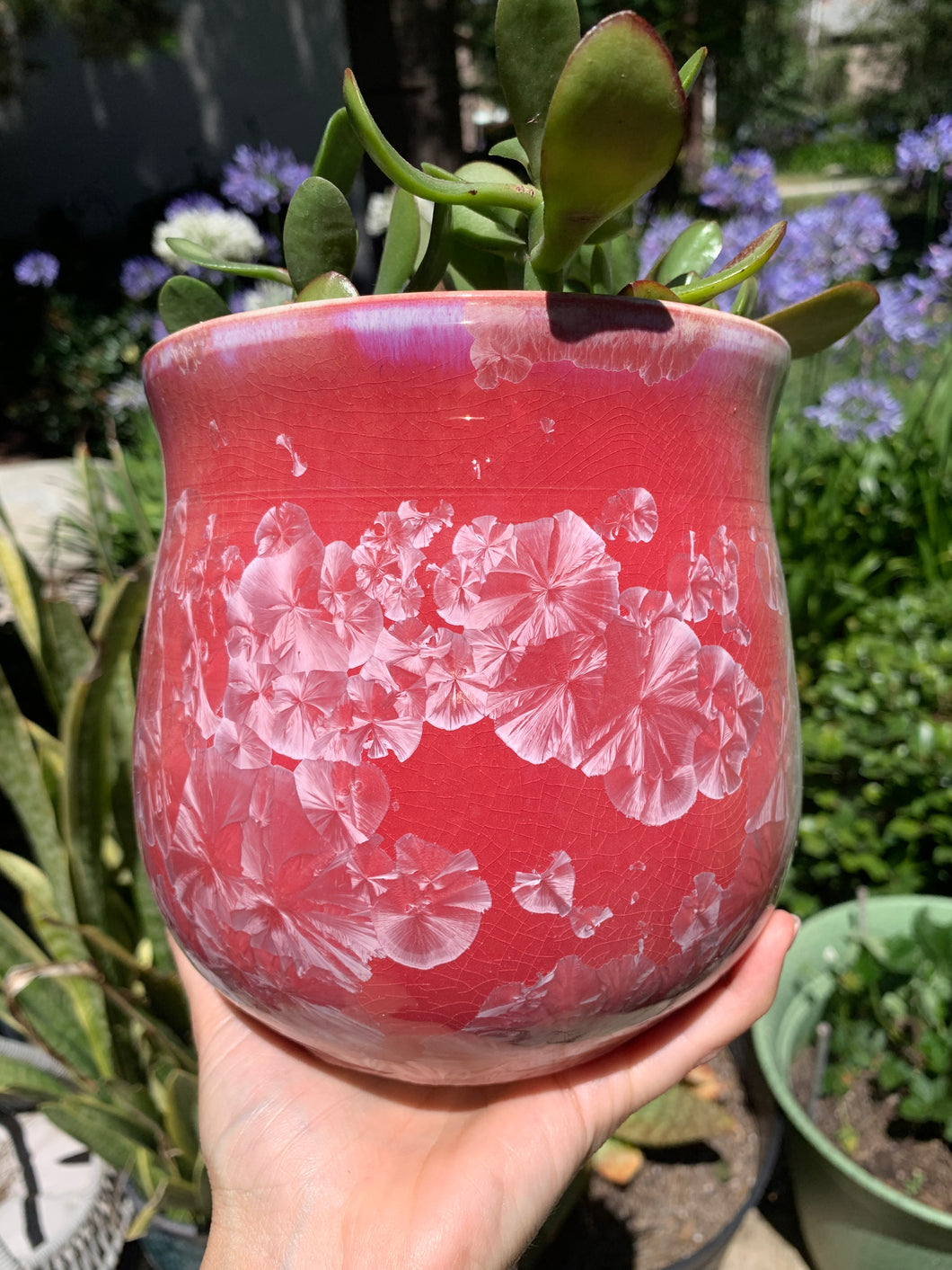 Ceramic Plant Pot Handmade Crystalline Glazed Medium Planter