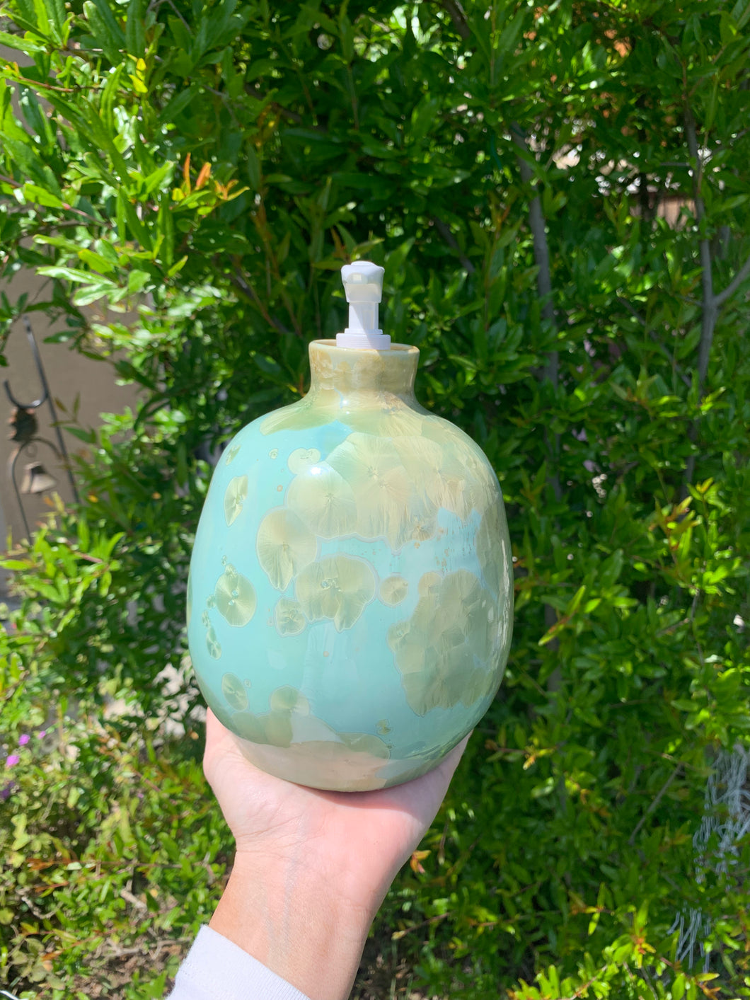 Ceramic Soap Dispenser Crystalline Glazed Extra Large Soap Pump