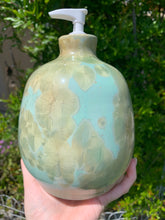 Load image into Gallery viewer, Ceramic Soap Dispenser Crystalline Glazed Extra Large Soap Pump
