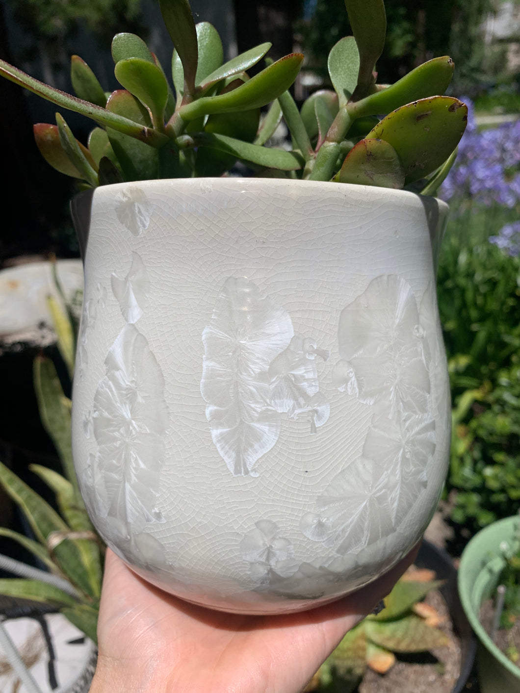 Ceramic Plant Pot Handmade Crystalline Glazed Medium Planter