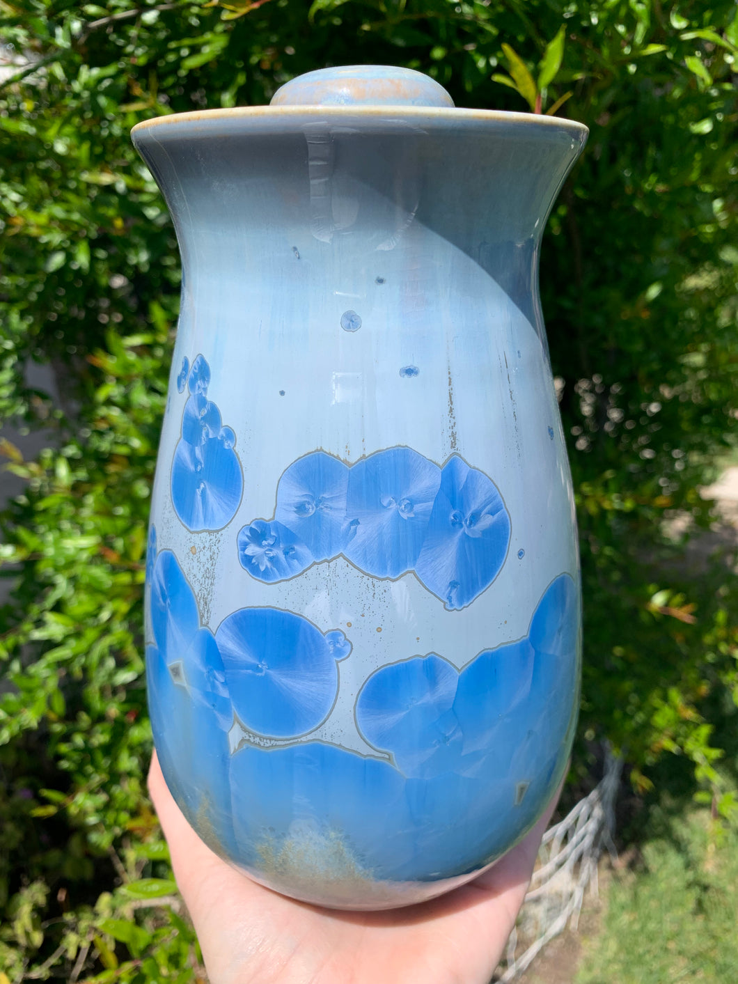Crystalline Pottery Decorative Jar or Vase with Lid
