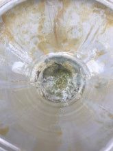 Load image into Gallery viewer, Ceramic Bowl Crystalline Glazed White Gold Crystals Green Glass
