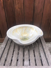 Load image into Gallery viewer, Ceramic Bowl Crystalline Glazed White Gold Crystals Green Glass

