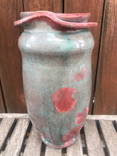 Load image into Gallery viewer, Crystalline Pottery Vase Handmade Red Crystals
