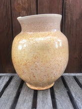Load image into Gallery viewer, Crystalline Pottery Vase Handmade Yellow Gold Pink

