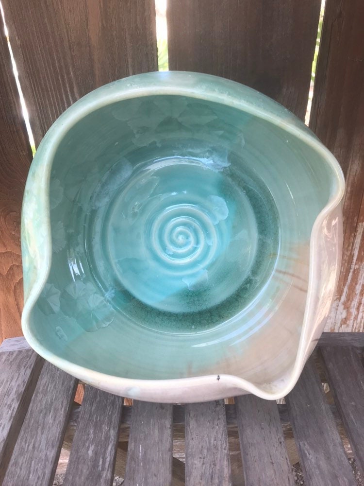 Decorative Fruit Bowl Handmade Pottery Crystalline Glazed