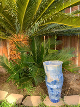 Load image into Gallery viewer, Crystalline Pottery Vase Handmade Blue and Gray Tornado Vase
