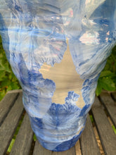Load image into Gallery viewer, Crystalline Pottery Vase Handmade Blue and Gray Tornado Vase
