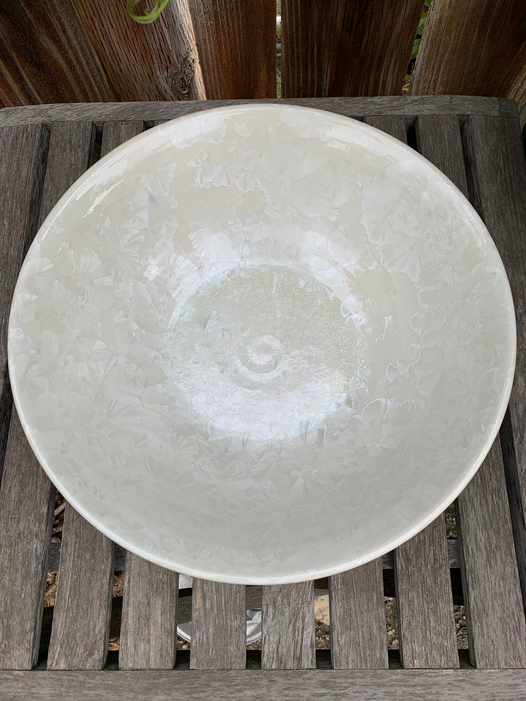 Crystalline Glazed Decorative Fruit Bowl Handmade White Crystals