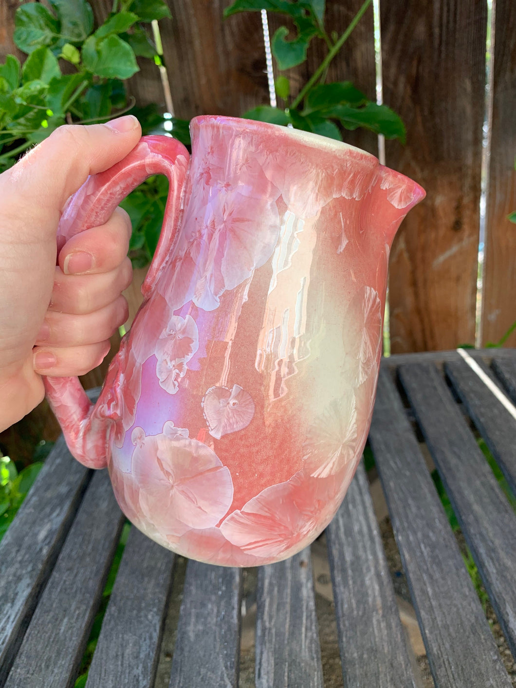 Ceramic Pitcher Crystalline Pottery Handmade Medium 30 oz Serving Pitcher