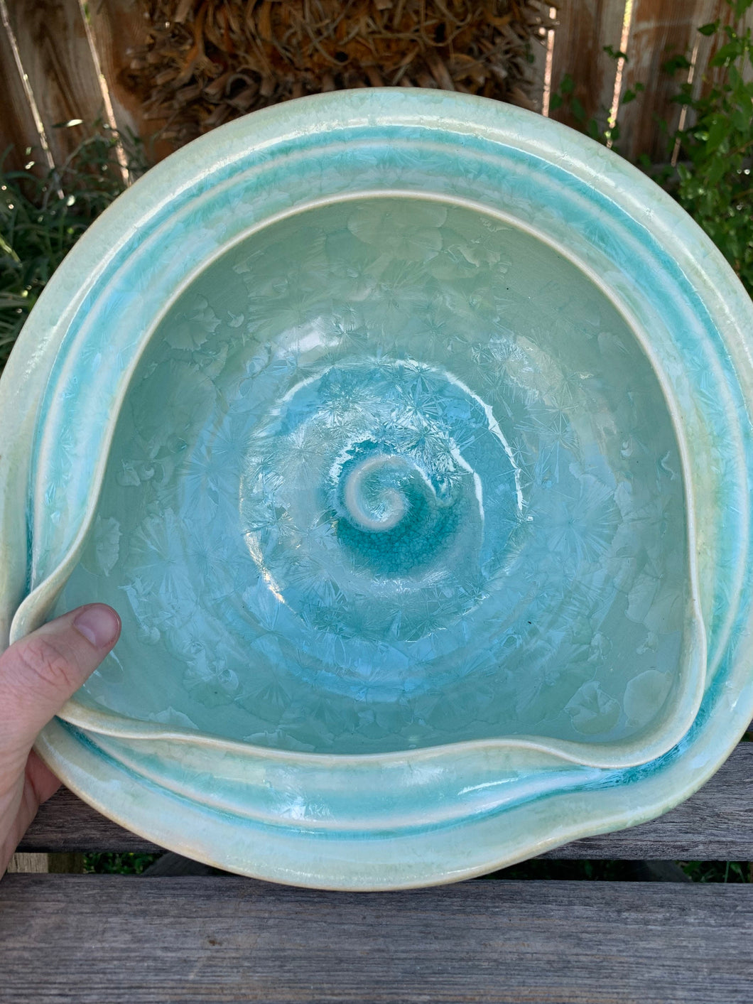 Crystalline Glazed Decorative Bowl Handmade White Crystals
