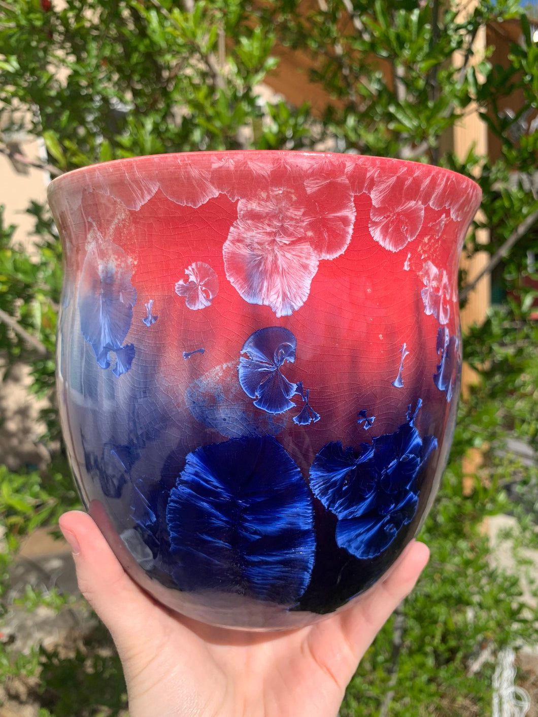 Ceramic Plant Pot Handmade Crystalline Glazed Medium Planter