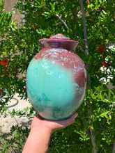Load image into Gallery viewer, Crystalline Pottery Decorative Jar or Vase with Lid
