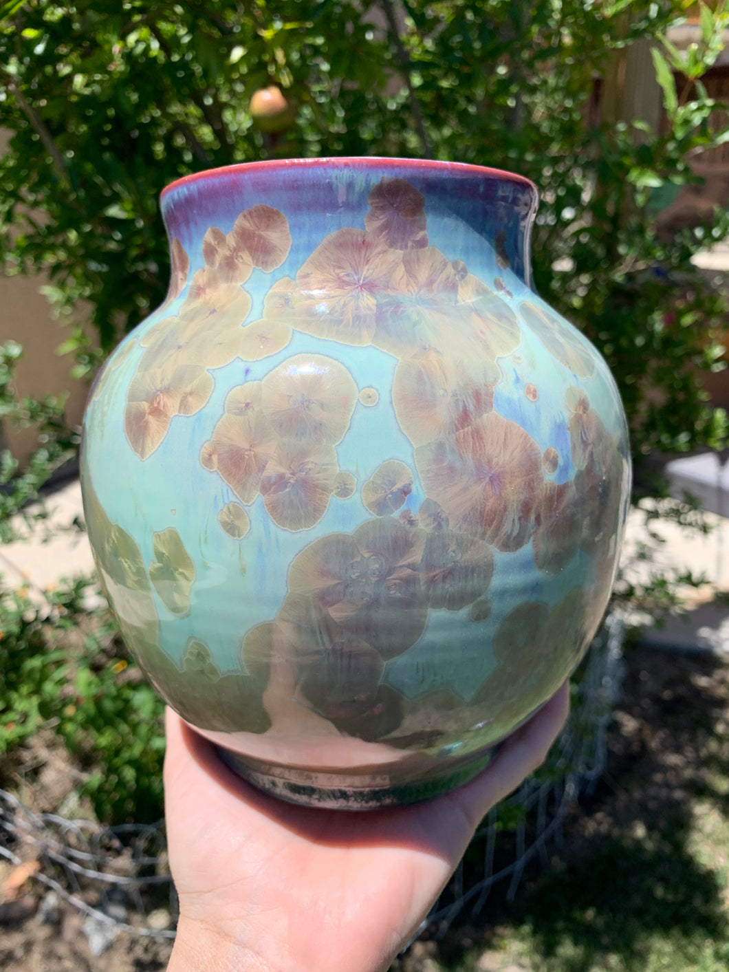 Crystalline Pottery Vase Handmade Decorative Flower Vase