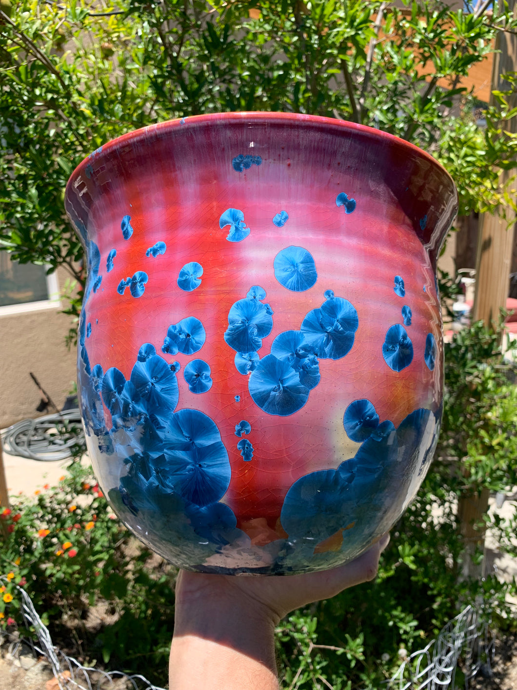 Ceramic Plant Pot Handmade Crystalline Glazed Extra Large Planter