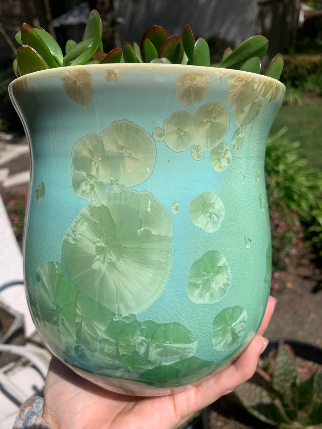 Ceramic Plant Pot Handmade Crystalline Glazed Medium Planter