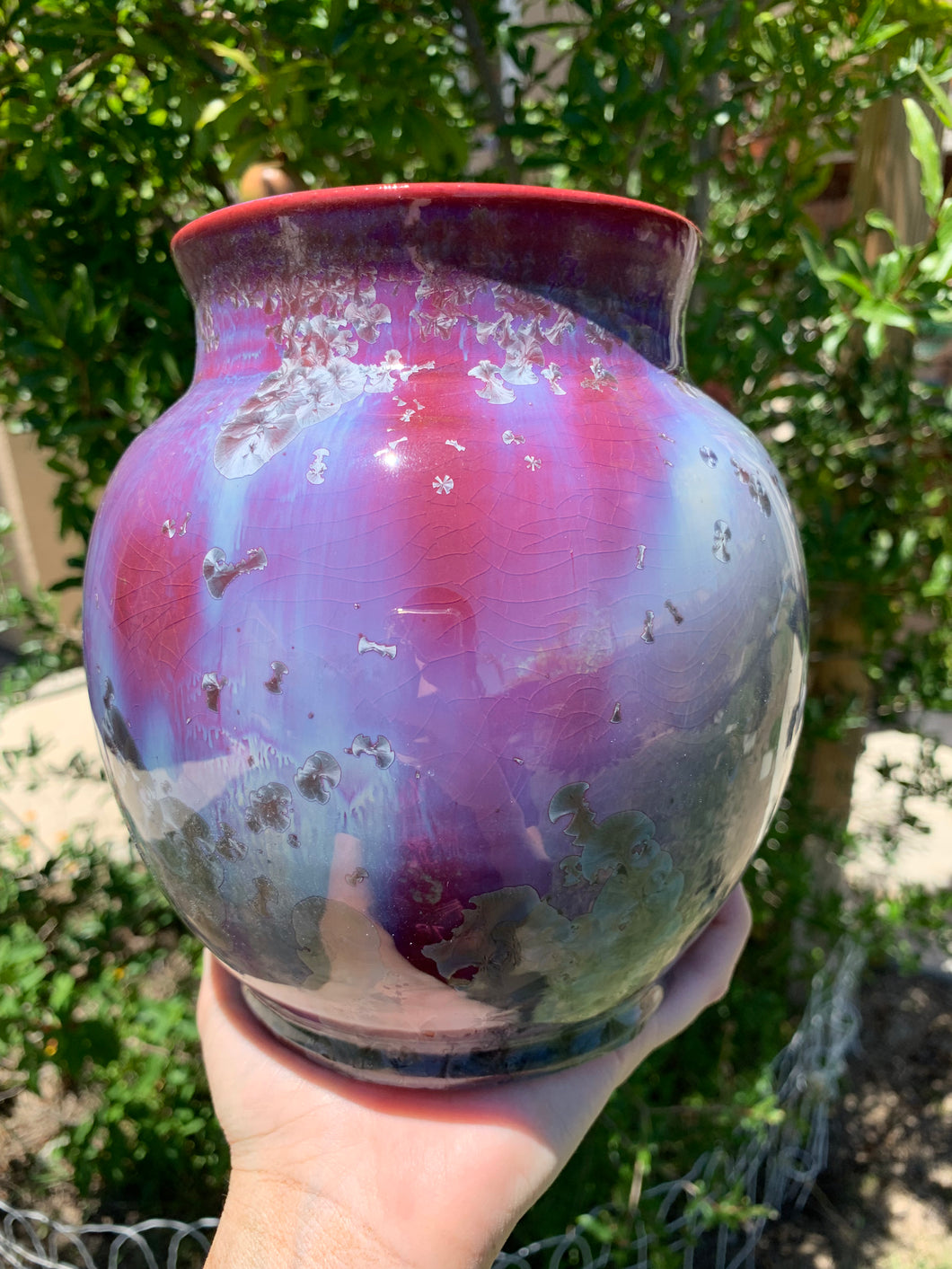 Crystalline Pottery Vase Handmade Decorative Flower Vase