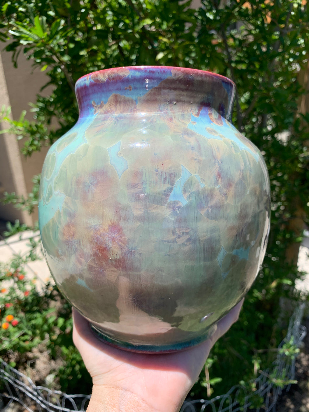 Crystalline Pottery Vase Handmade Decorative Flower Vase