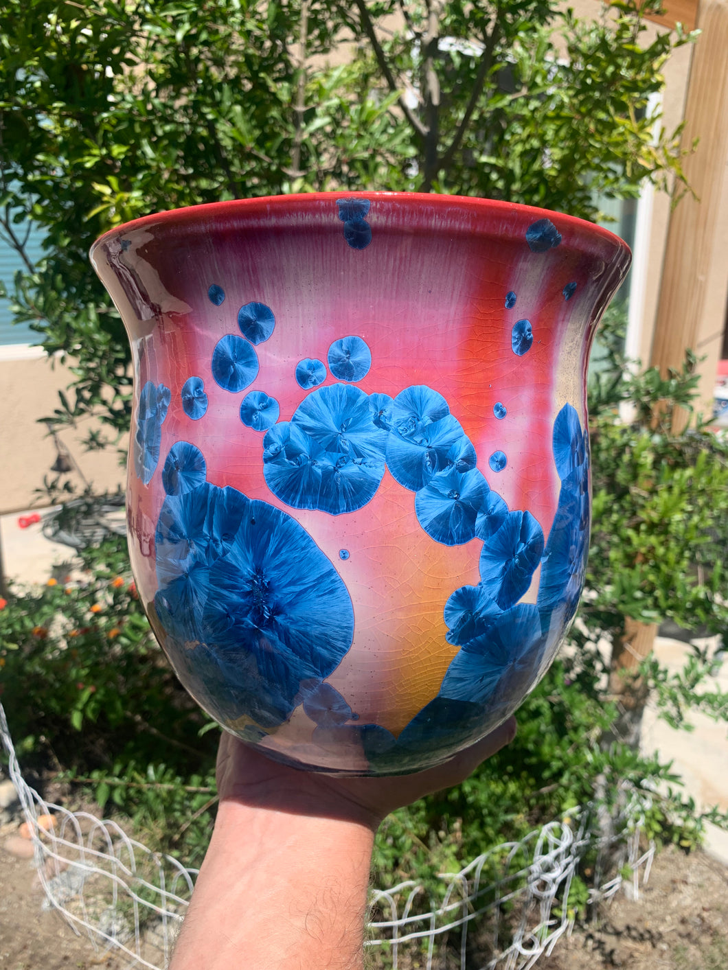 Ceramic Plant Pot Handmade Crystalline Glazed Large Planter