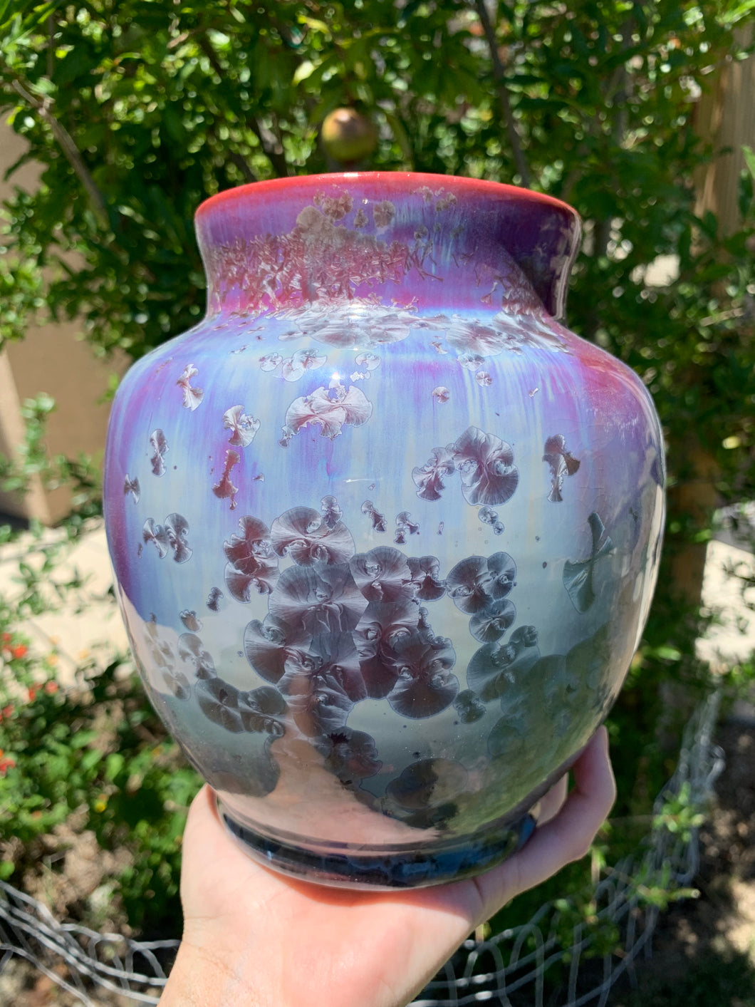 Crystalline Pottery Vase Handmade Decorative Flower Vase