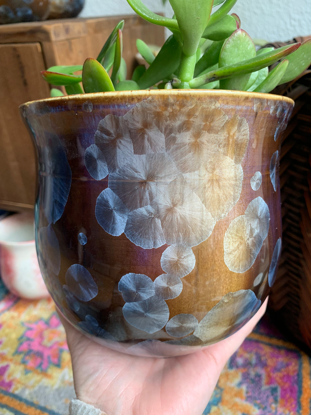Crystalline Glazed Medium Plant Pot