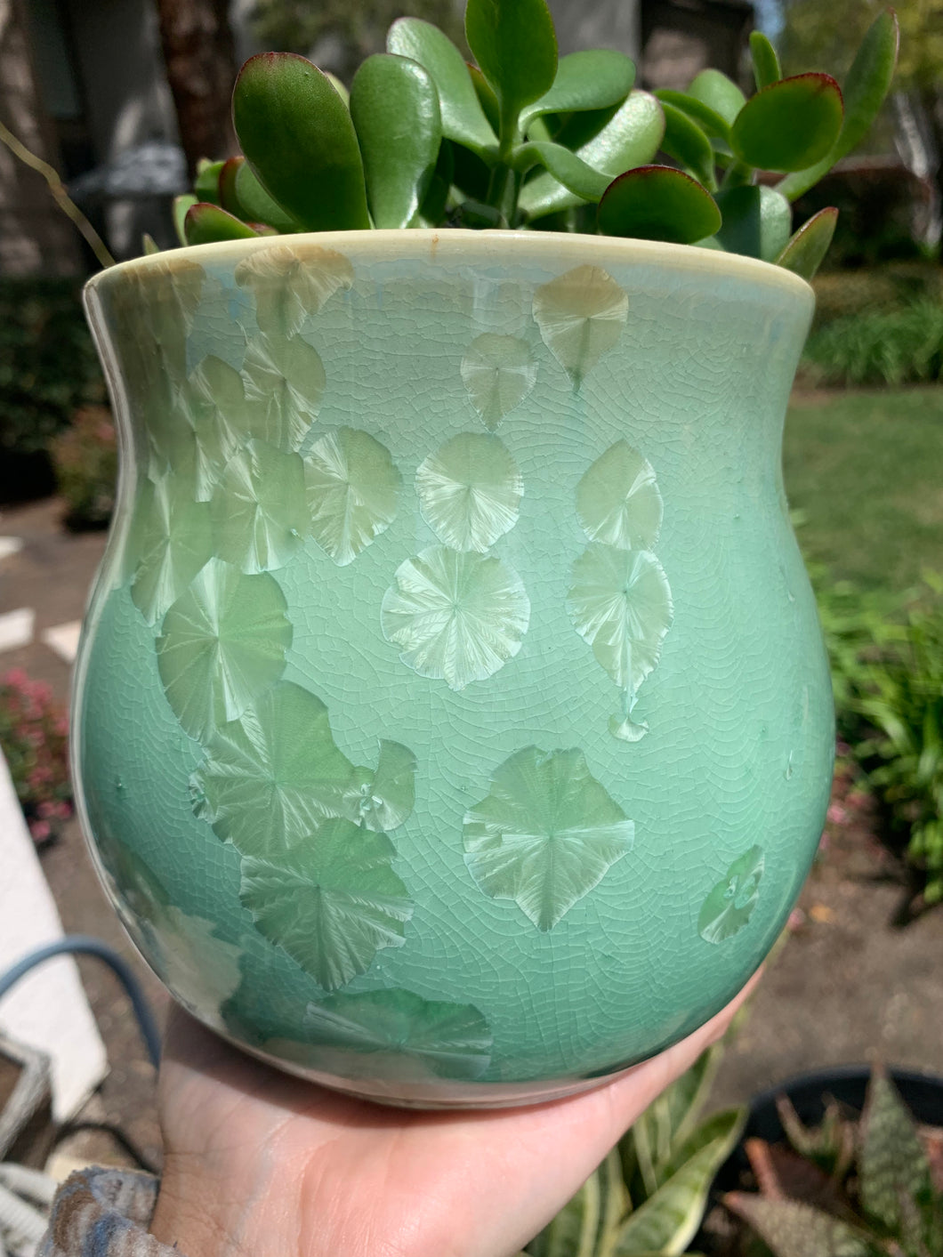 Ceramic Plant Pot Handmade Crystalline Glazed Medium Planter